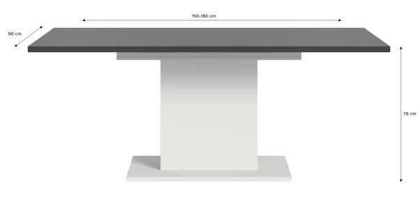 Esstisch Home-X in grau und wei� Tisch ausziehbar 150 - 190 cm