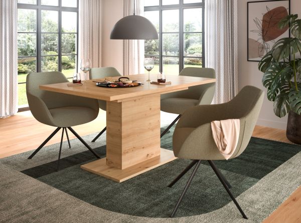 Esstisch Home-X in Artisan Eiche Tisch ausziehbar 150 - 190 cm