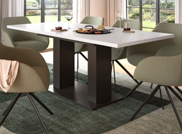 Esstisch Home-X in wei� und grau Tisch ausziehbar 150 - 190 cm