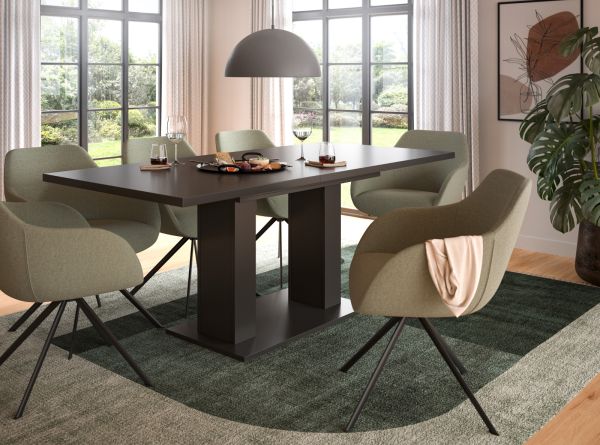 Esstisch Home-X in grau Tisch ausziehbar 150 - 190 cm