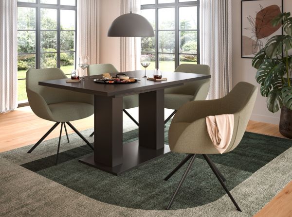 Esstisch Home-X in grau Tisch ausziehbar 150 - 190 cm