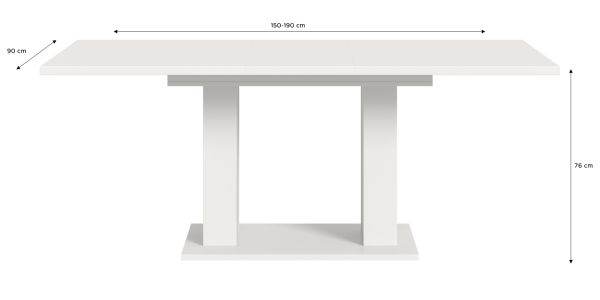 Esstisch Home-X in wei� Tisch ausziehbar 150 - 190 cm