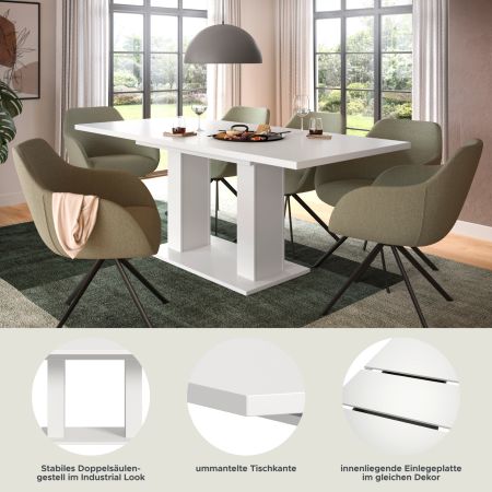 Esstisch Home-X in wei� Tisch ausziehbar 150 - 190 cm