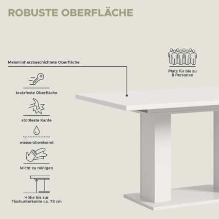 Esstisch Home-X in wei� Tisch ausziehbar 150 - 190 cm