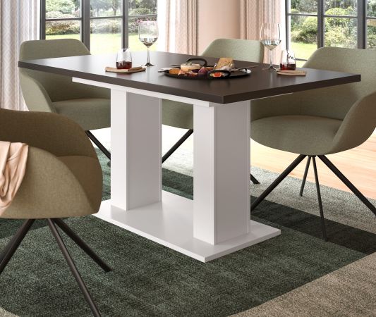 Esstisch Home-X in grau und wei� Tisch ausziehbar 150 - 190 cm