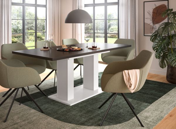 Esstisch Home-X in grau und wei� Tisch ausziehbar 150 - 190 cm