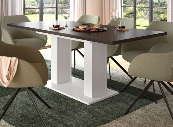 Esstisch Home-X in grau und wei� Tisch ausziehbar 150 - 190 cm