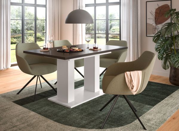 Esstisch Home-X in grau und wei� Tisch ausziehbar 150 - 190 cm