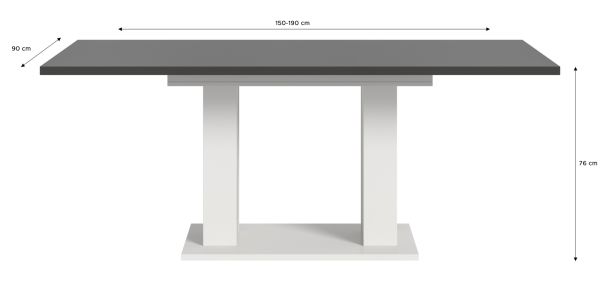 Esstisch Home-X in grau und wei� Tisch ausziehbar 150 - 190 cm