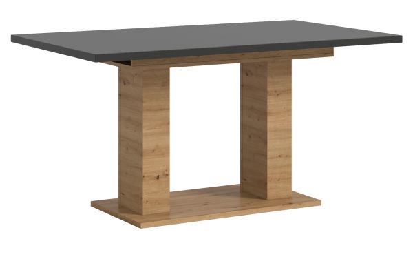 Esstisch Home-X in grau und Artisan Eiche Tisch ausziehbar 150 - 190 cm