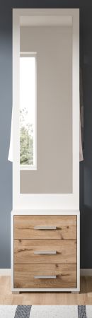 Kompaktgarderobe Pallas in wei� und Nox Eiche Garderobe mit Spiegel 45 x 190 cm