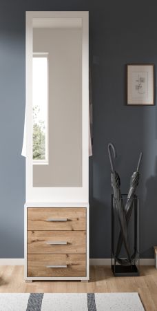 Kompaktgarderobe Pallas in wei� und Nox Eiche Garderobe mit Spiegel 45 x 190 cm