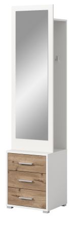 Kompaktgarderobe Pallas in wei� und Nox Eiche Garderobe mit Spiegel 45 x 190 cm