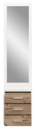 Kompaktgarderobe Pallas in wei� und Nox Eiche Garderobe mit Spiegel 45 x 190 cm