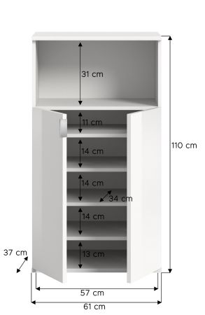 Kommode SystemX in wei� Hochglanz Flur Diele Mehrzweckschrank 61 x 110 cm