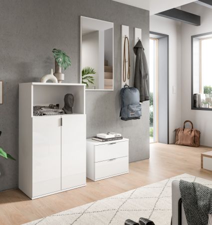 Kommode SystemX in wei� Hochglanz Flur Diele Mehrzweckschrank 61 x 110 cm
