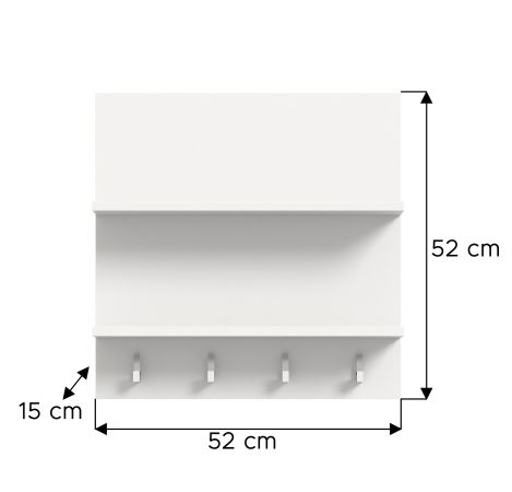 Wandregal mit Haken SystemX in wei� Schl�sselbrett 52 x 52 cm
