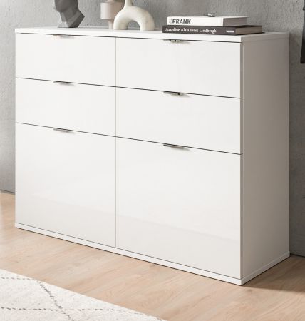 Kommode SystemX in wei� Hochglanz Flur Diele Mehrzweckschrank 110 x 85 cm