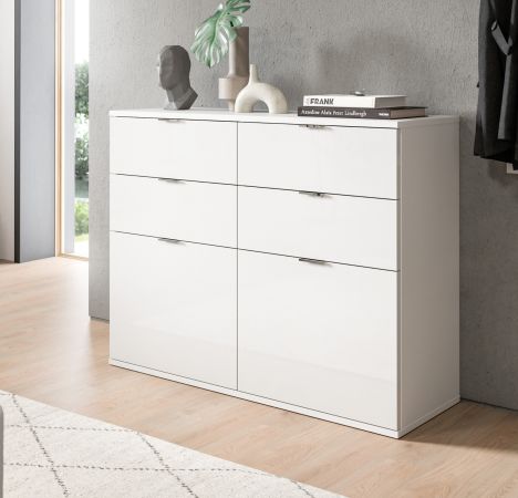 Kommode SystemX in wei� Hochglanz Flur Diele Mehrzweckschrank 110 x 85 cm