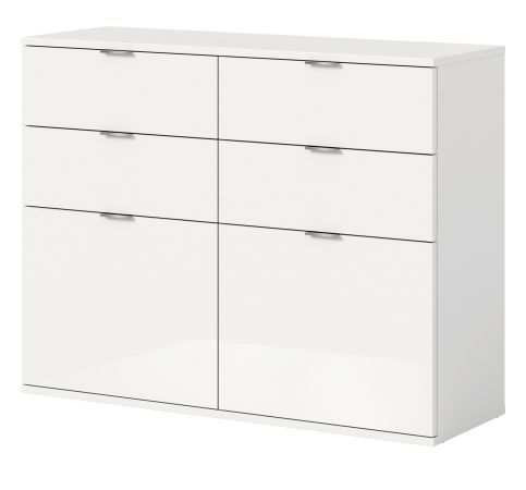 Kommode SystemX in wei� Hochglanz Flur Diele Mehrzweckschrank 110 x 85 cm