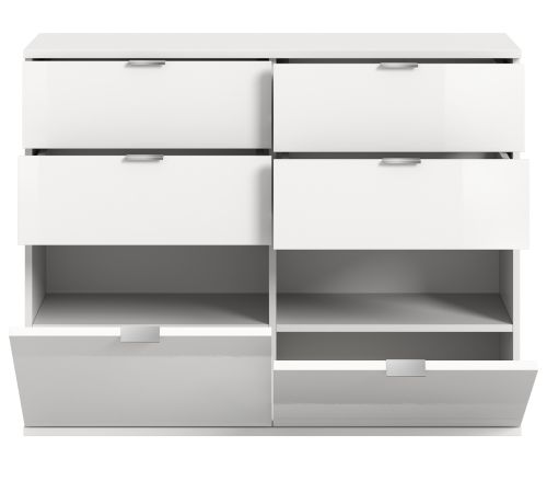 Kommode SystemX in wei� Hochglanz Flur Diele Mehrzweckschrank 110 x 85 cm