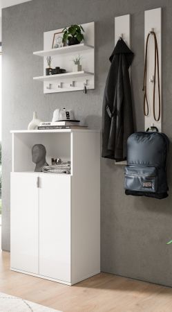 Garderobe Set 4-teilig SystemX in wei� Hochglanz Garderobenkombination 117 cm