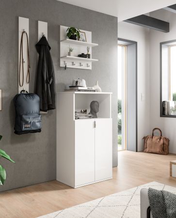 Garderobe Set 4-teilig SystemX in wei� Hochglanz Garderobenkombination 117 cm