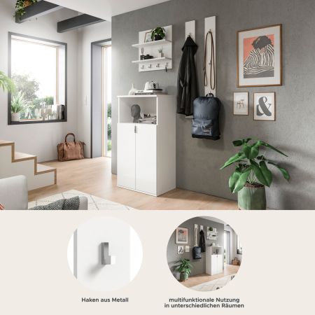 Garderobe Set 4-teilig SystemX in wei� Hochglanz Garderobenkombination 117 cm