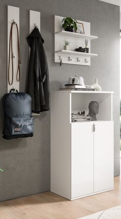 Garderobe Set 4-teilig SystemX in wei� Hochglanz Garderobenkombination 117 cm