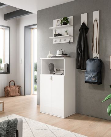 Garderobe Set 4-teilig SystemX in wei� Hochglanz Garderobenkombination 117 cm
