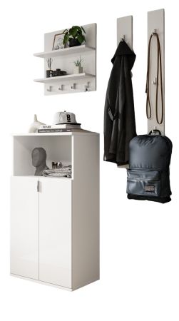 Garderobe Set 4-teilig SystemX in wei� Hochglanz Garderobenkombination 117 cm