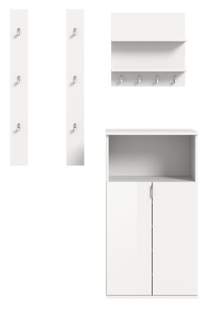 Garderobe Set 4-teilig SystemX in wei� Hochglanz Garderobenkombination 117 cm