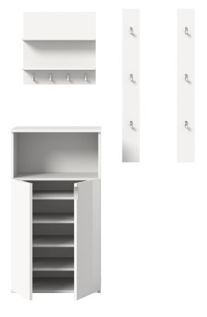 Garderobe Set 4-teilig SystemX in wei� Hochglanz Garderobenkombination 117 cm
