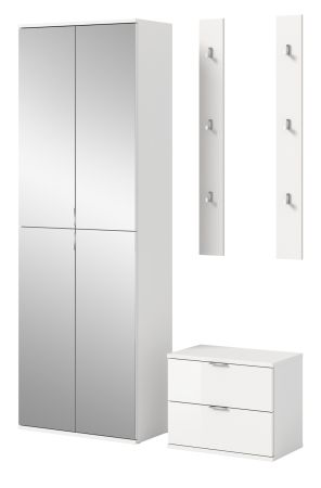 Garderobe Set 4-teilig SystemX in wei� Hochglanz Garderobenkombination 128 cm