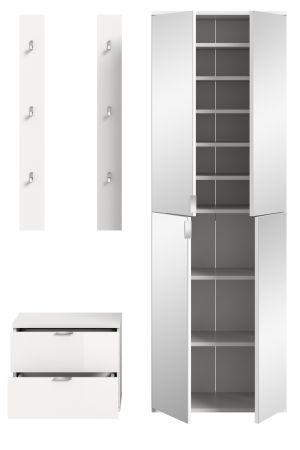 Garderobe Set 4-teilig SystemX in wei� Hochglanz Garderobenkombination 128 cm