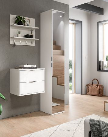 Garderobe Set 3-teilig SystemX in wei� Hochglanz Garderobenkombination 97 x 193 cm