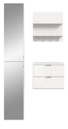 Garderobe Set 3-teilig SystemX in wei� Hochglanz Garderobenkombination 97 x 193 cm