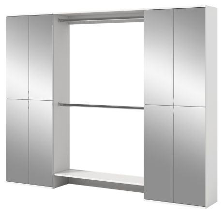 Garderobenschrank mit Spiegelt�r SystemX in wei� Schuhschrank 232 x 193 cm