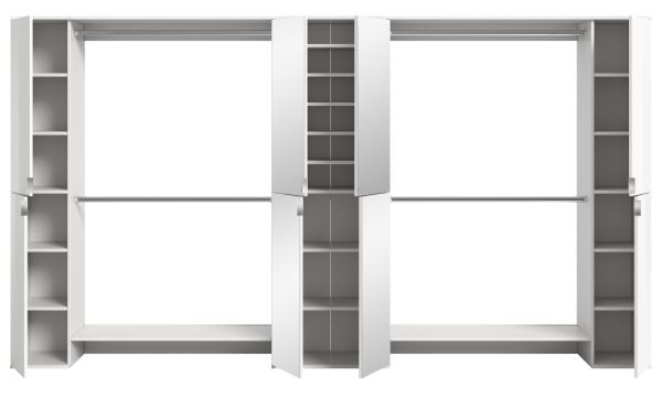 Garderobenschrank mit Spiegelt�r SystemX in wei� Hochglanz Schuhschrank 341 x 193 cm