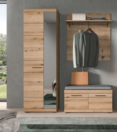 Garderobenschrank Shawn in Evoke Eiche Garderobe oder gro�er Schuhschrank mit Spiegel 62 x 197 cm