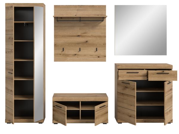 Garderobe Set 5-teilig Shawn in Evoke Eiche Garderobenkombination 272 x 197 cm