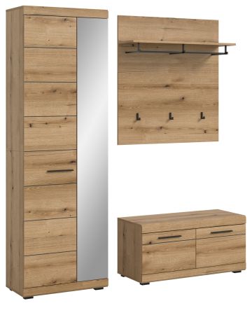 Garderobe Set 3-teilig Shawn in Evoke Eiche Garderobenkombination 167 x 197 cm