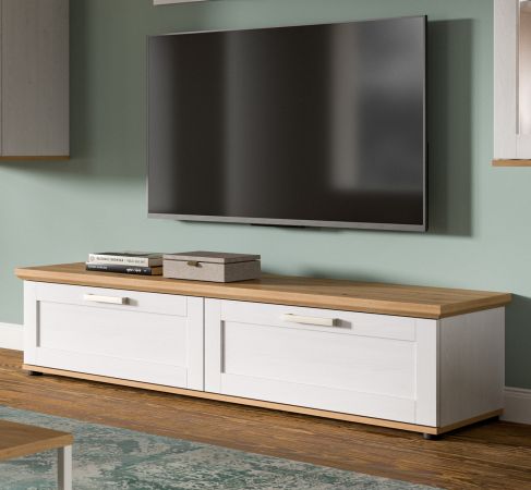 TV-Lowboard Mirano in wei� L�rche und Eiche Artisan Landhaus TV Unterteil 164 cm