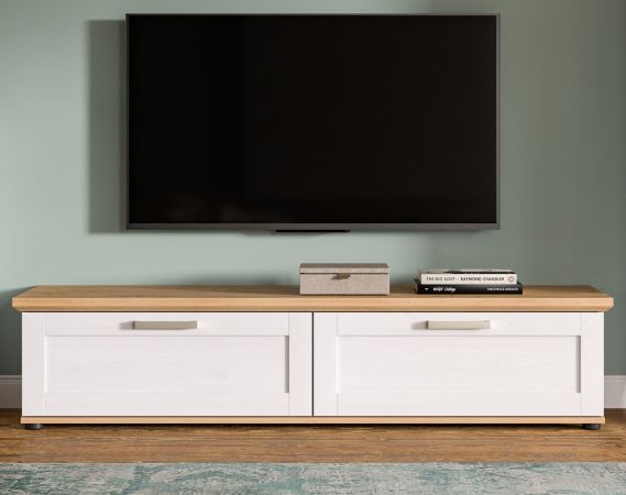 TV-Lowboard Mirano in wei� L�rche und Eiche Artisan Landhaus TV Unterteil 164 cm