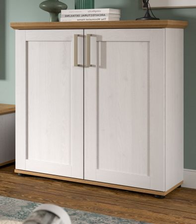 Kommode Mirano in wei� L�rche und Eiche Artisan Landhaus Highboard 84 x 88 cm
