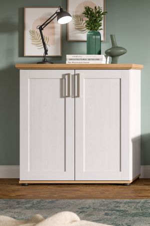 Kommode Mirano in wei� L�rche und Eiche Artisan Landhaus Highboard 84 x 88 cm