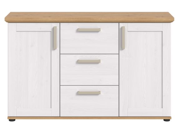 Sideboard Mirano in wei� L�rche und Eiche Artisan Landhaus Kommode 129 cm