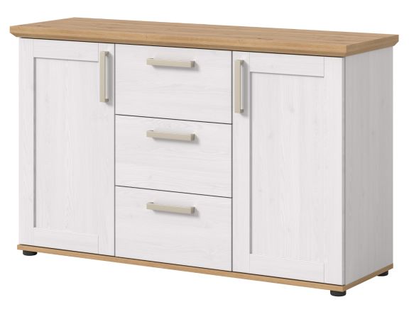 Sideboard Mirano in wei� L�rche und Eiche Artisan Landhaus Kommode 129 cm