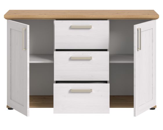 Sideboard Mirano in wei� L�rche und Eiche Artisan Landhaus Kommode 129 cm