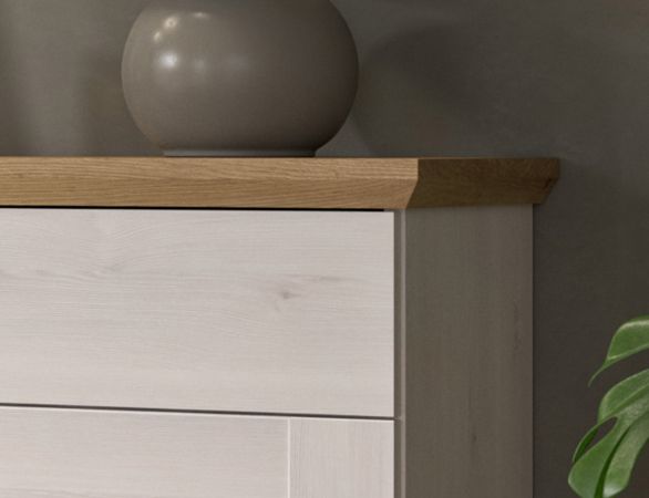 Wohnwand Mirano in wei� L�rche und Eiche Artisan Landhaus Wohnkombination 4-teilig 316 cm